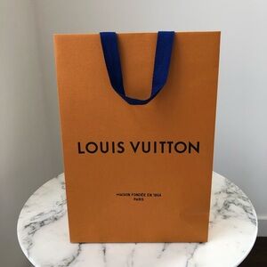 Louis Vuitton Gift Paper Shopping Bag Tote Orange NEW 14”x 10” Designer Luxury